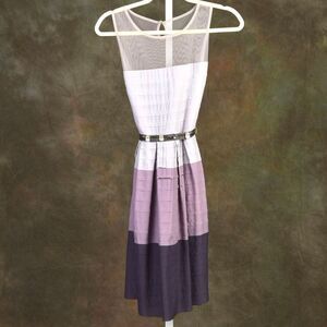 Ryu Gray / Lavender Ombre Pleated Fit and Flare Dress Size L - NWT